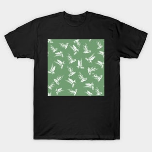 Herring plovers in flight, green background T-Shirt